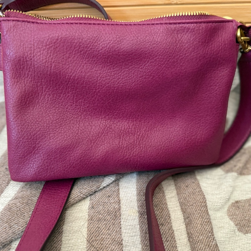 Magenta Purple Leather Crossbody Bag